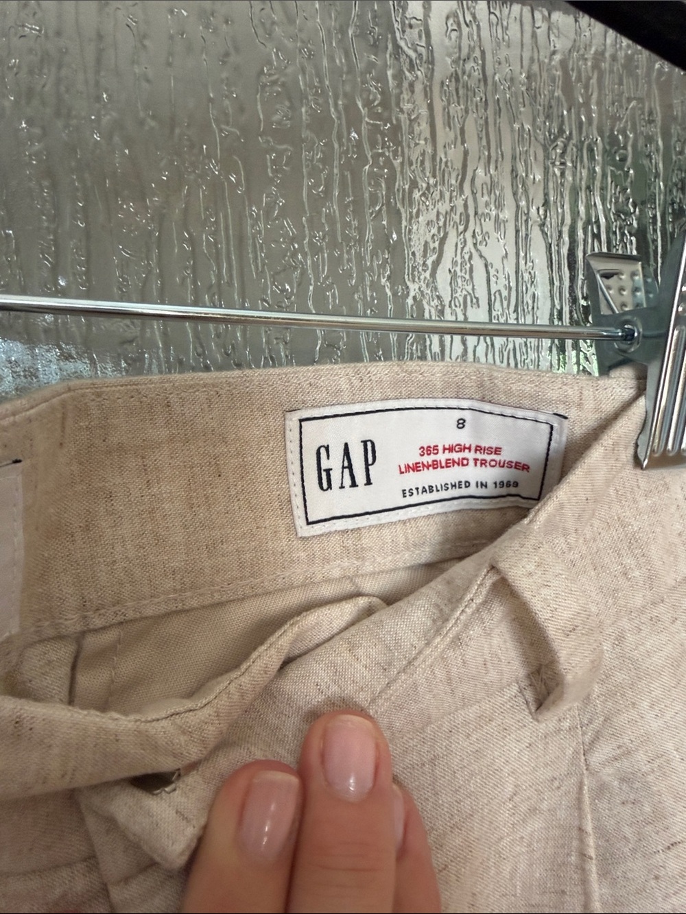 Gap 365 high rise linen blend trousers. Size 8. Color is flax linen tan - Picture 7 of 11